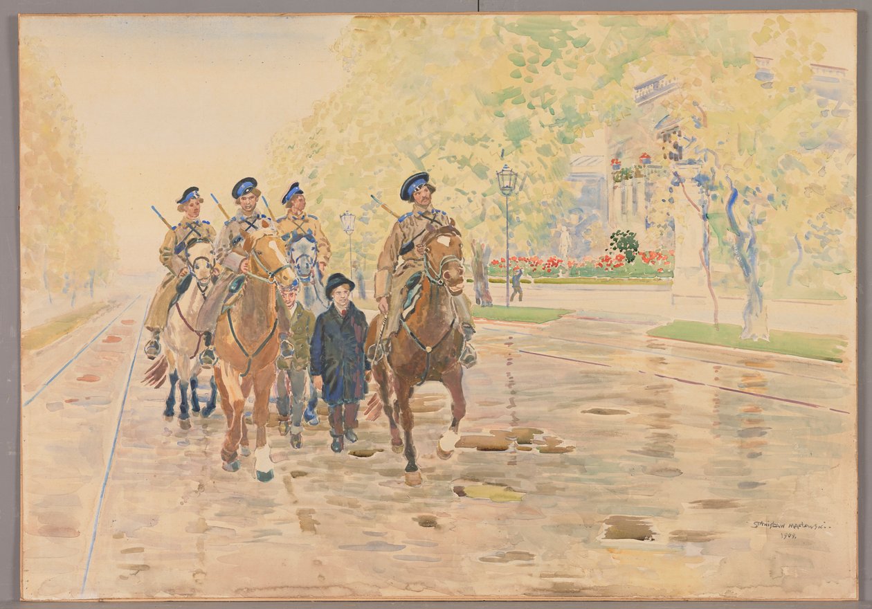Pattuglia a Cavallo in Aleje Ujazdowskie nel 1905, Stanisław Masłowski da Stanisław Masłowski