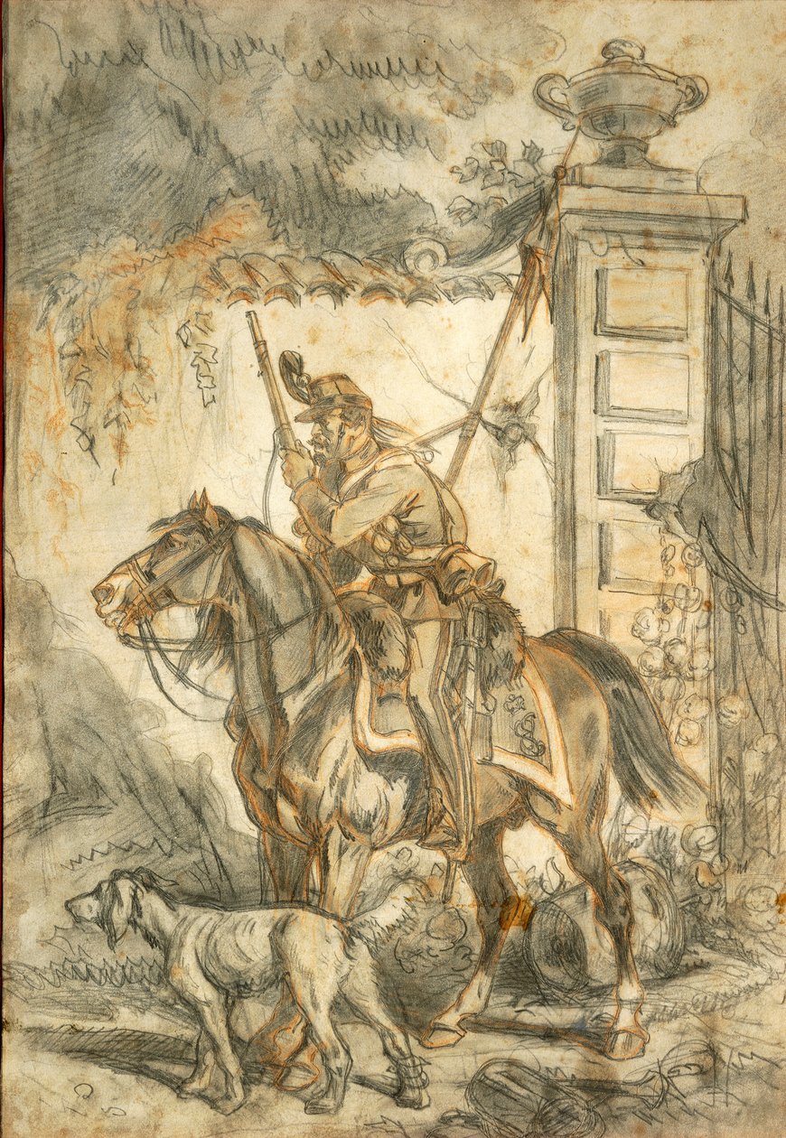 Lancieri in pattuglia, Illustrazione di Stanislao Grimaldi del Poggetto da Stanislas Grimaldi del Poggetto