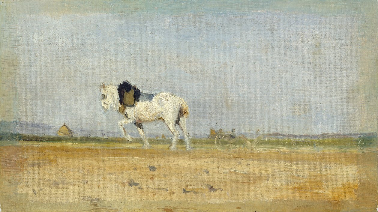 Un cavallo da aratro in un campo, 1870-1874 da Stanislas Lepine