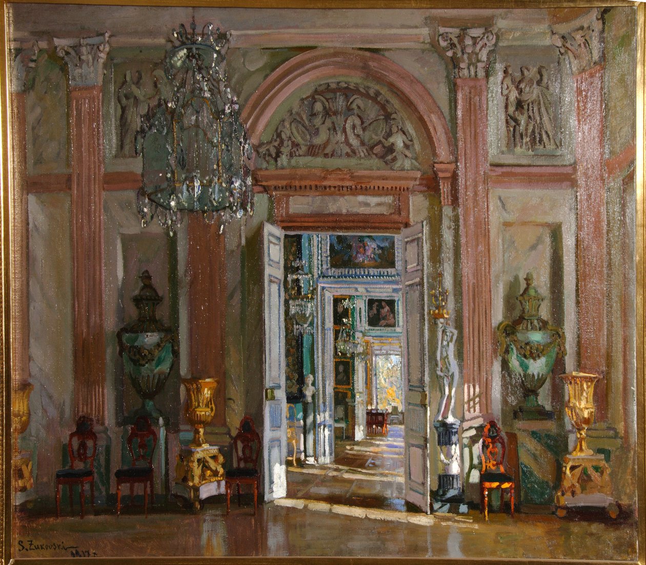 Il grande vestibolo nel Palazzo Kuskovo da Stanislav Julianovic Zukovskij