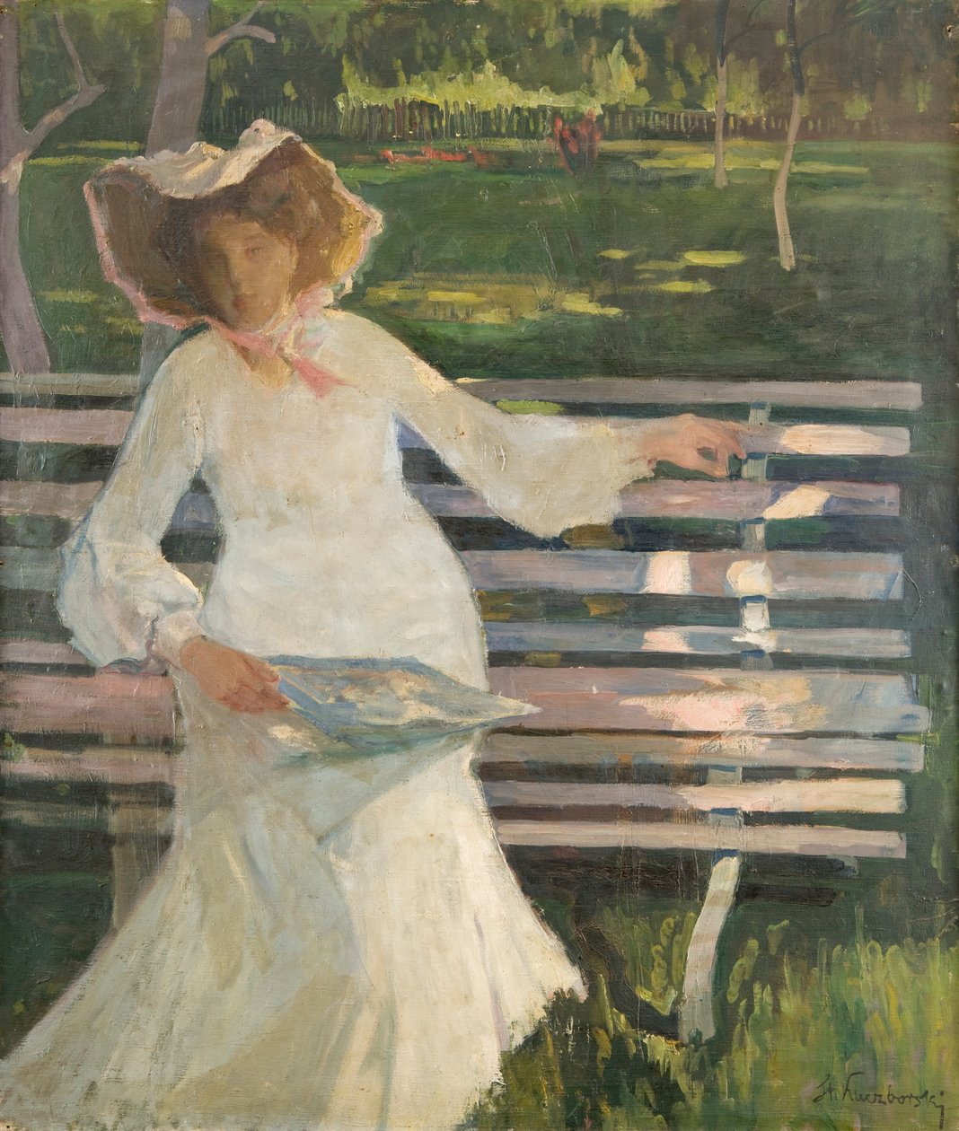 Su una panchina, c.1905 da Stanislaw Kuczborski