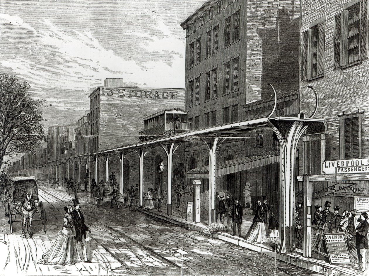 Ferrovia sopraelevata in Greenwich Street, New York da Stanley Fox