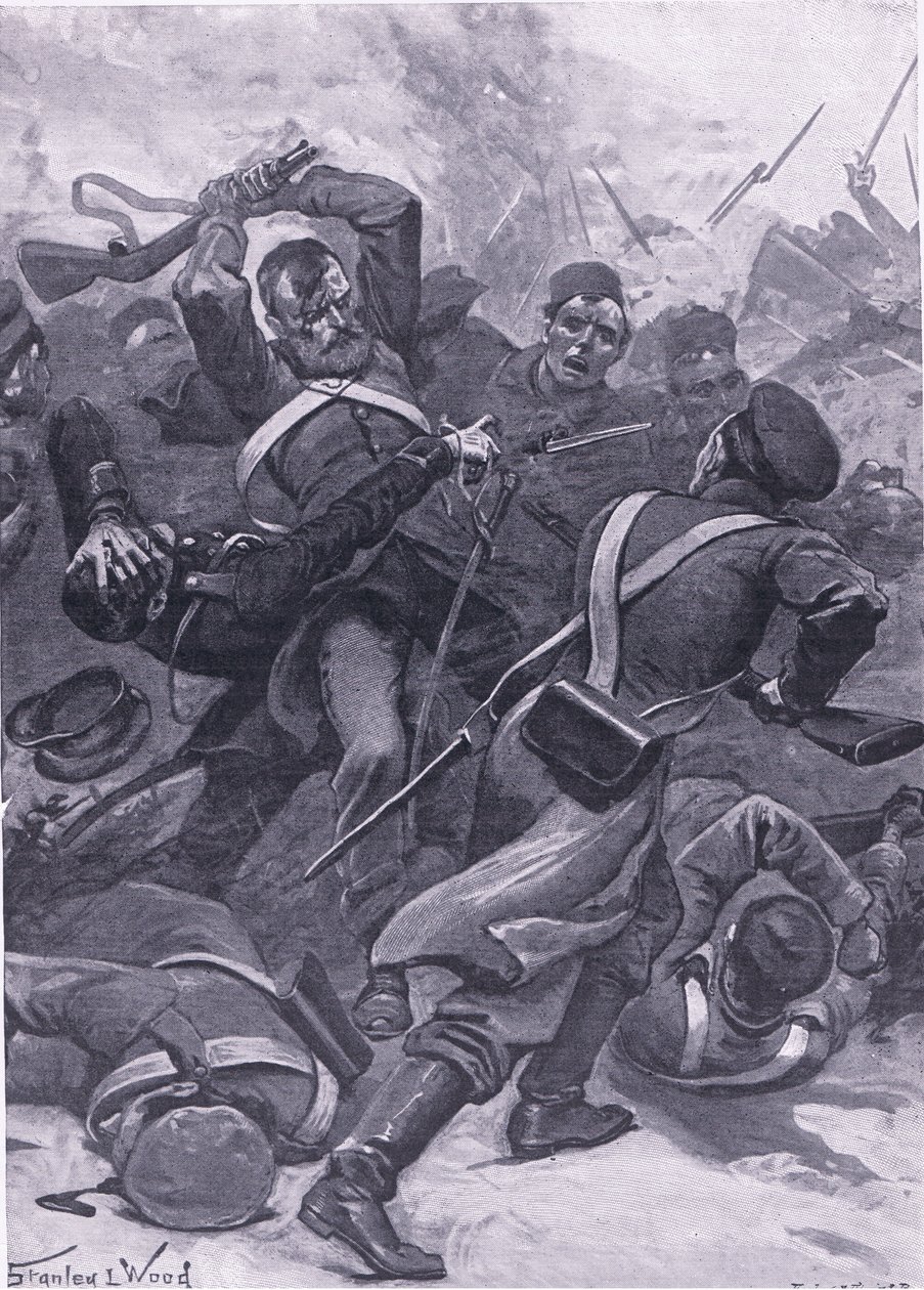 Inkerman: Il 55º Reggimento (2º Border) carica i russi, illustrazione da British Battles on Land and Sea, 1915 da Stanley L. Wood