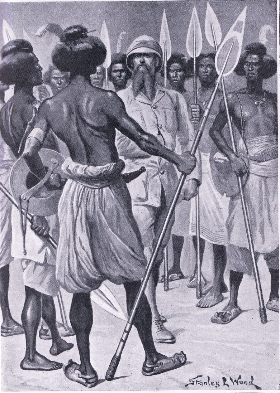 Il tipo di guerriero incontrato da Burton in Somaliland, illustrazione da Cassells Romance of Famous Lives, c.1940 da Stanley L. Wood