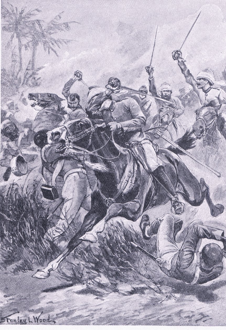 Cavalleria volontaria fuori Lucknow, 30 giugno 1857, illustrazione da British Battles on Land and Sea, 1915 da Stanley L. Wood