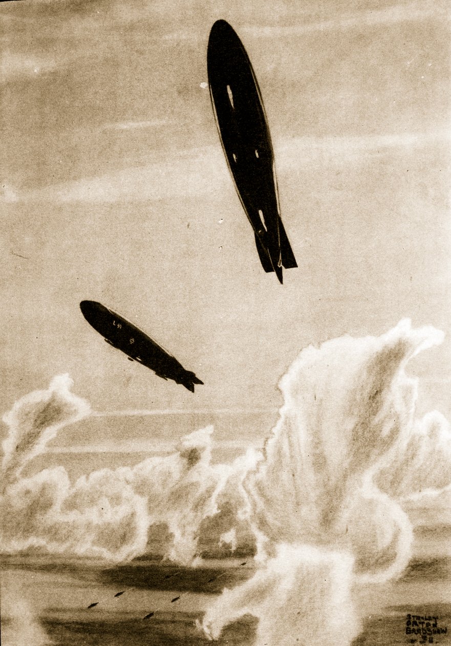 Zepps in pattuglia nel Mare del Nord, illustrazione da 