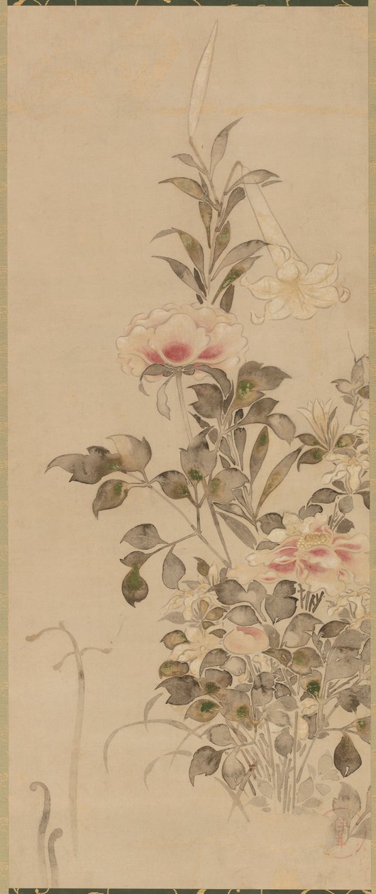 Peonie e gigli, periodo Momoyama o Edo da Sôtatsu