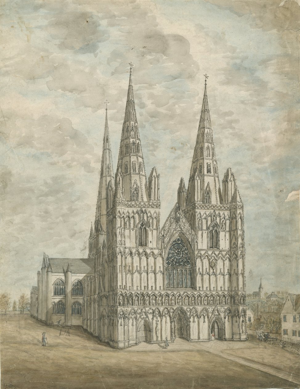 Cattedrale di Lichfield - Facciata Ovest da Stebbing Shaw