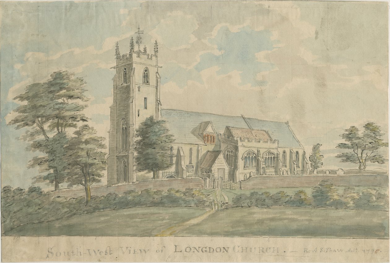 Chiesa di Longdon: acquerello, 1795/6 da Stebbing Shaw