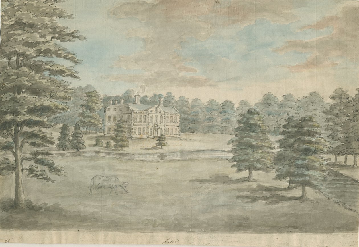 Lysways Hall: acquerello, nd [1762-1802] da Stebbing Shaw