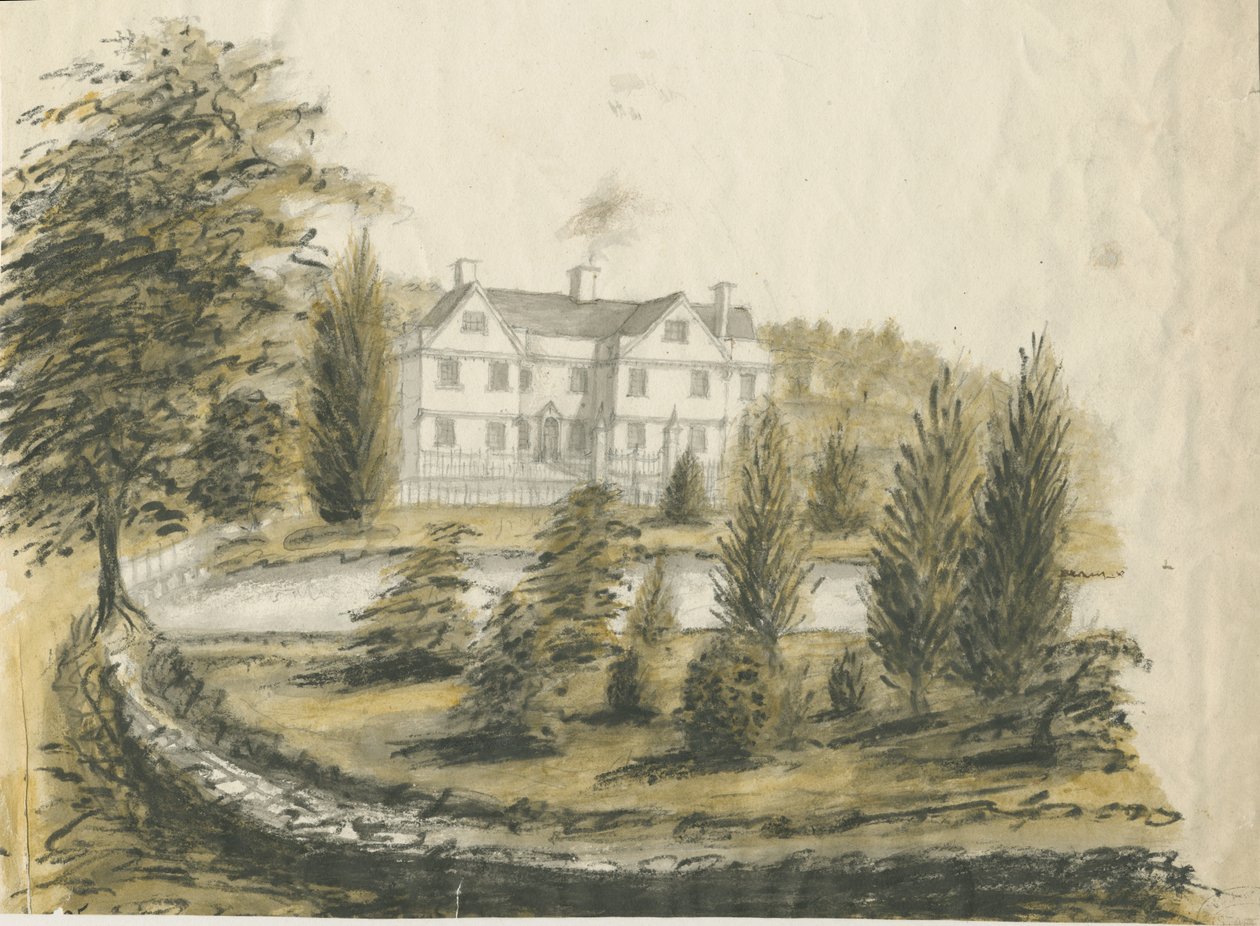 Madeley - Vecchia Casa: disegno ad acquerello, nd [1762-1802] da Stebbing Shaw