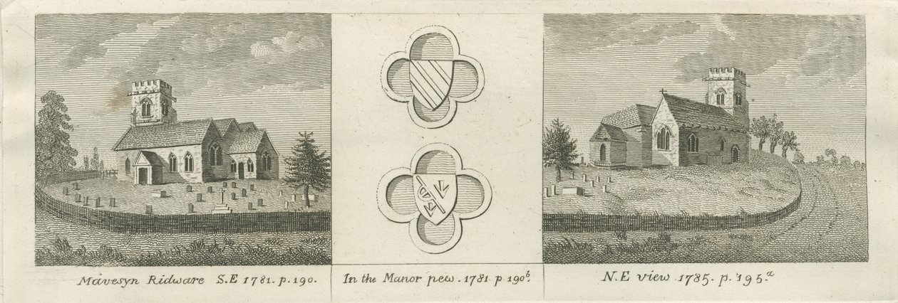 Chiesa di Mavesyn Ridware: incisione da Stebbing Shaw