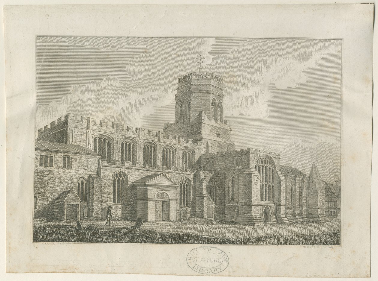Stafford - Chiesa di Santa Maria: incisione, nd [fine XVIII sec.] da Stebbing Shaw