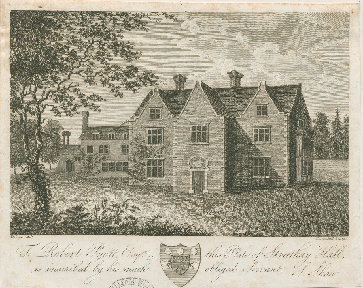Streethay Hall: incisione da Stebbing Shaw