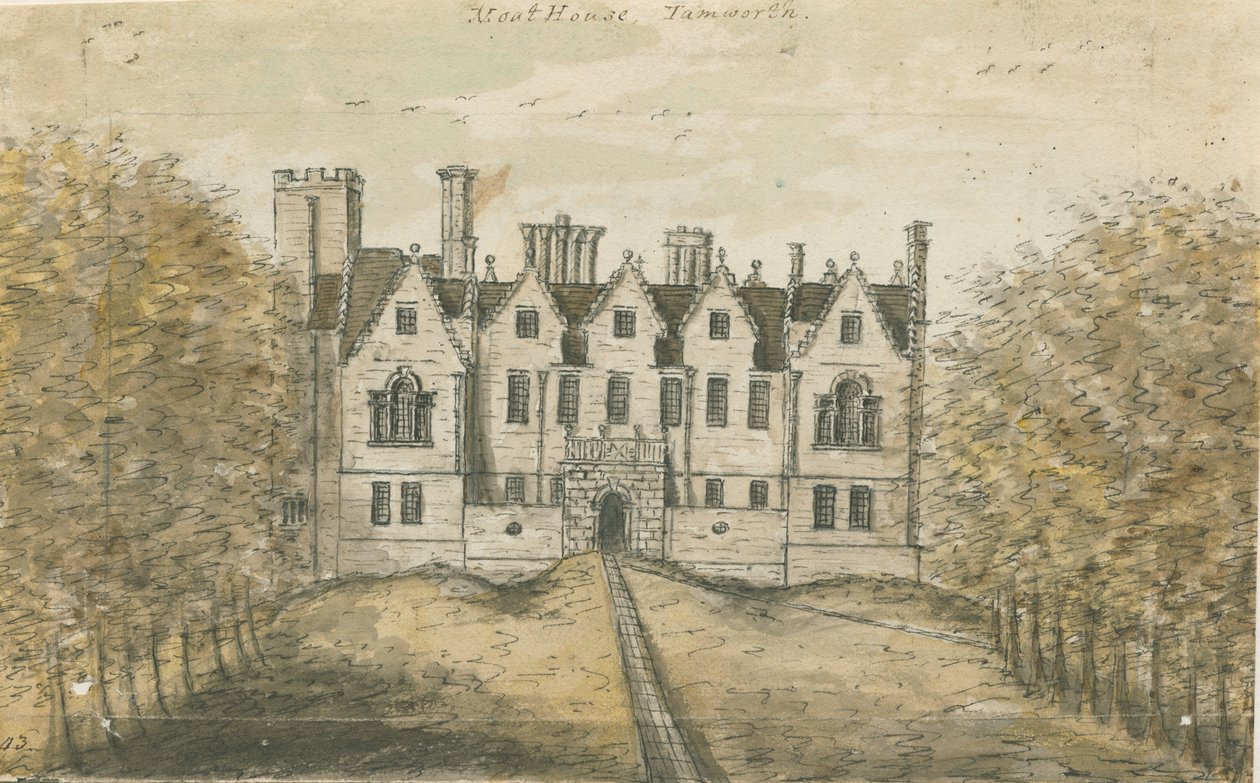 Tamworth - The Moat House: acquerello, nd [1762-1802] da Stebbing Shaw