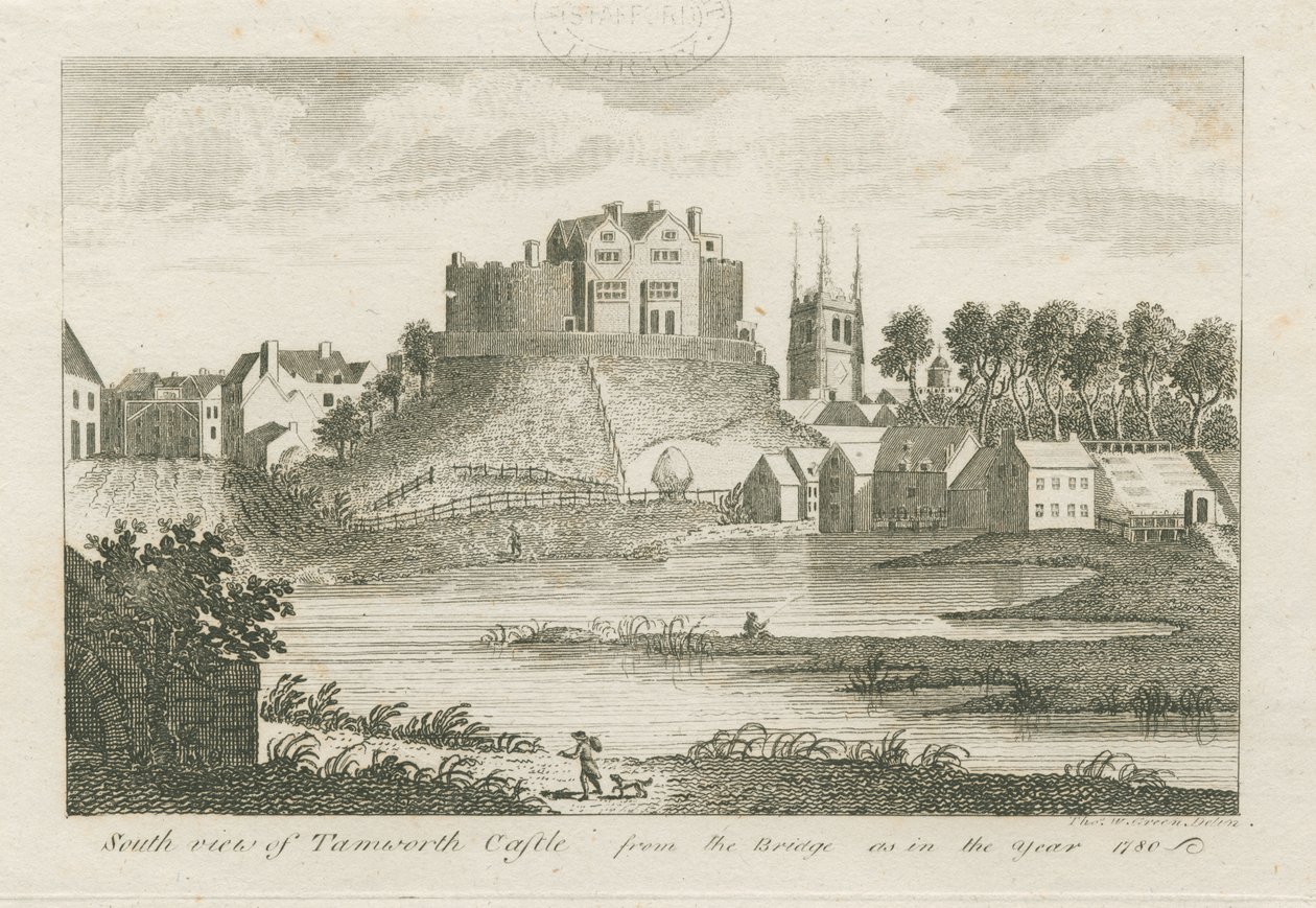 Castello di Tamworth: incisione da Stebbing Shaw