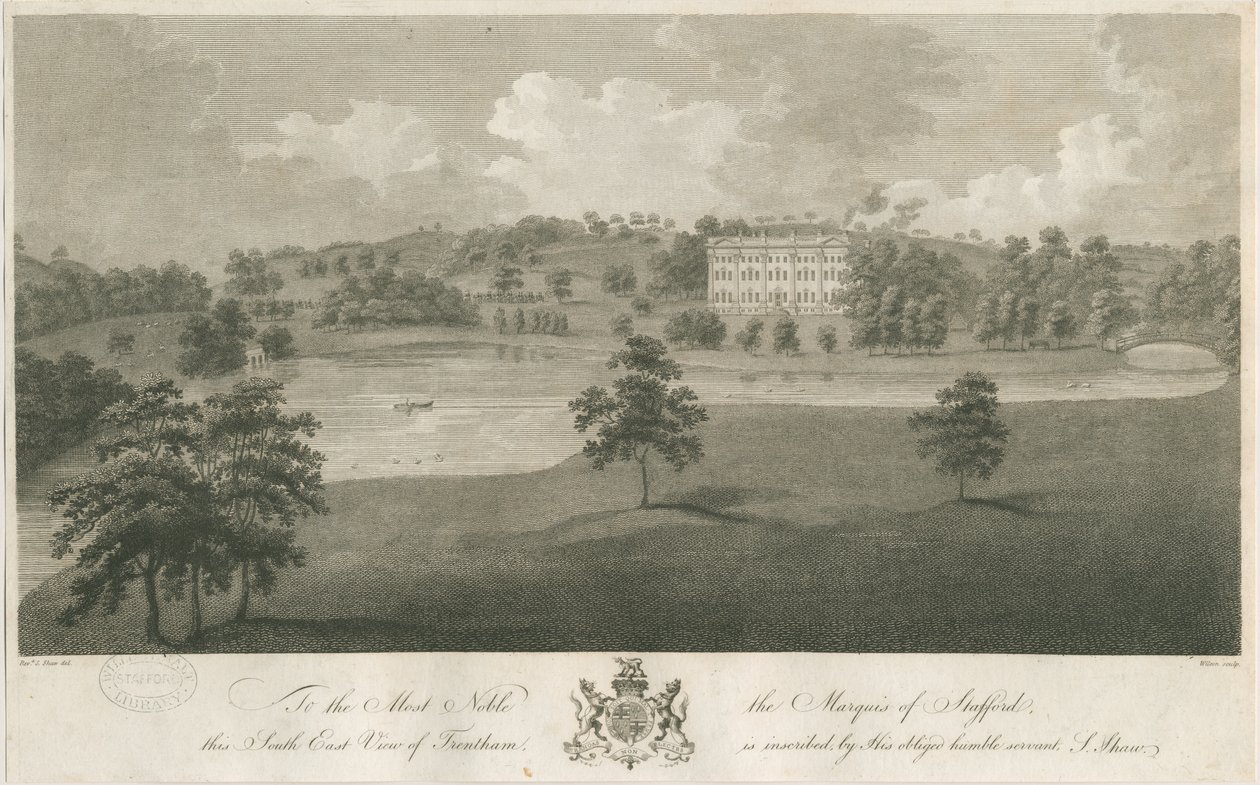 Trentham Hall: incisione da Stebbing Shaw