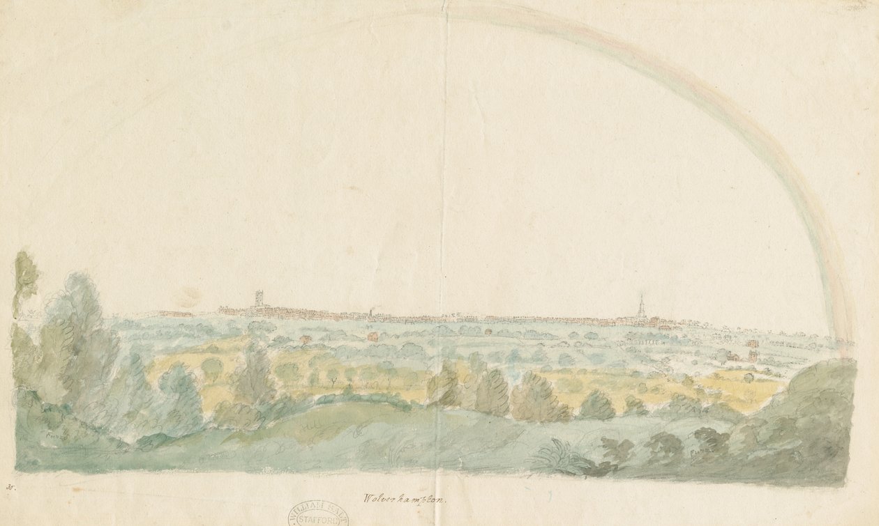 Wolverhampton - Vista distante dalle alture di Tettenhall (acquerello, fine XVIII secolo) da Stebbing Shaw