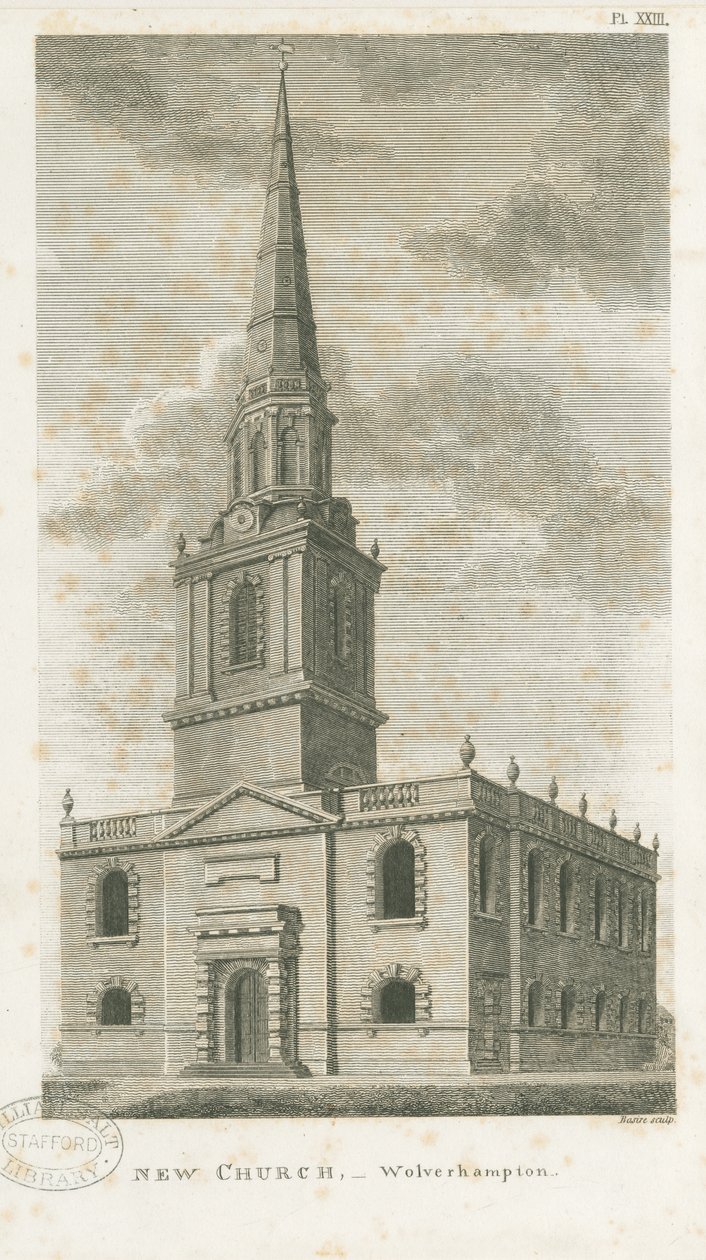 Wolverhampton - Chiesa di San Giovanni: incisione, nd [c 1798] da Stebbing Shaw