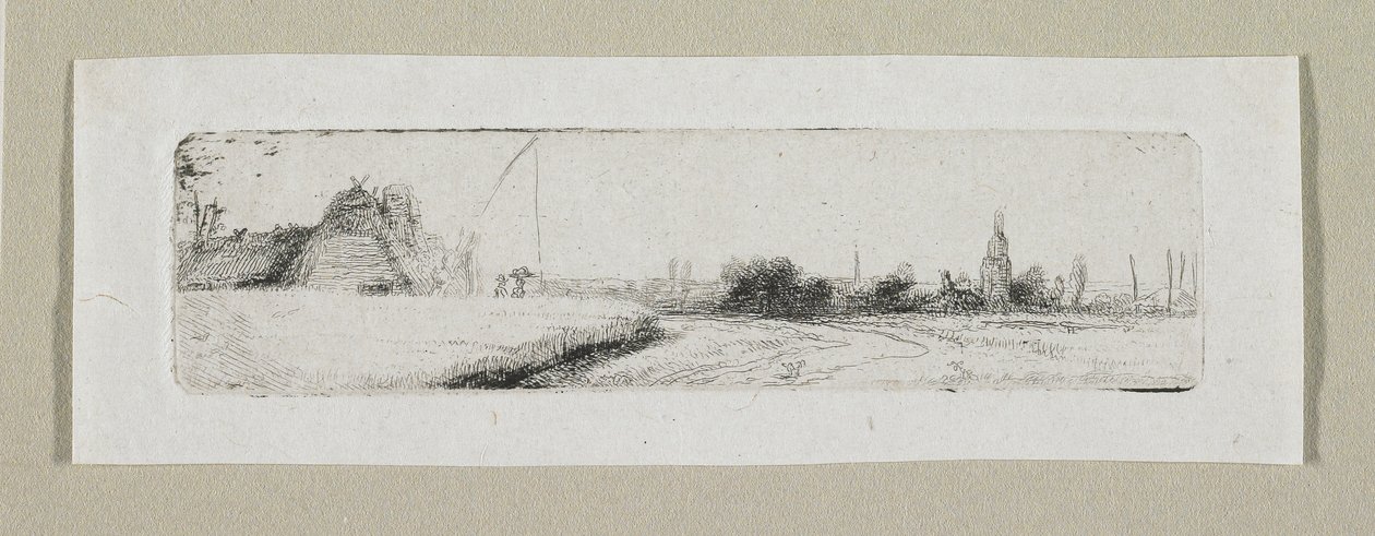 Piccolo paesaggio con villaggio lontano da Stefan Juliusz Norblin de la Gourdaine