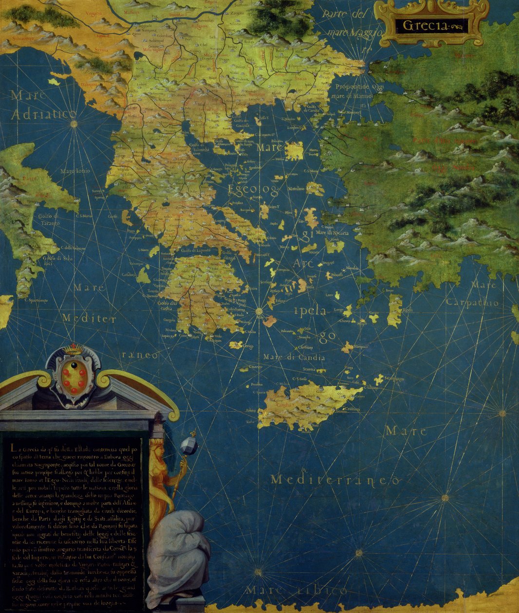 Mappa della Grecia del XVI secolo, dalla 