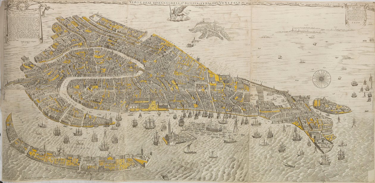 Vero e reale disegno della celebre città di Venezia. Panorama di Venezia, 1676 da Stefano Scolari