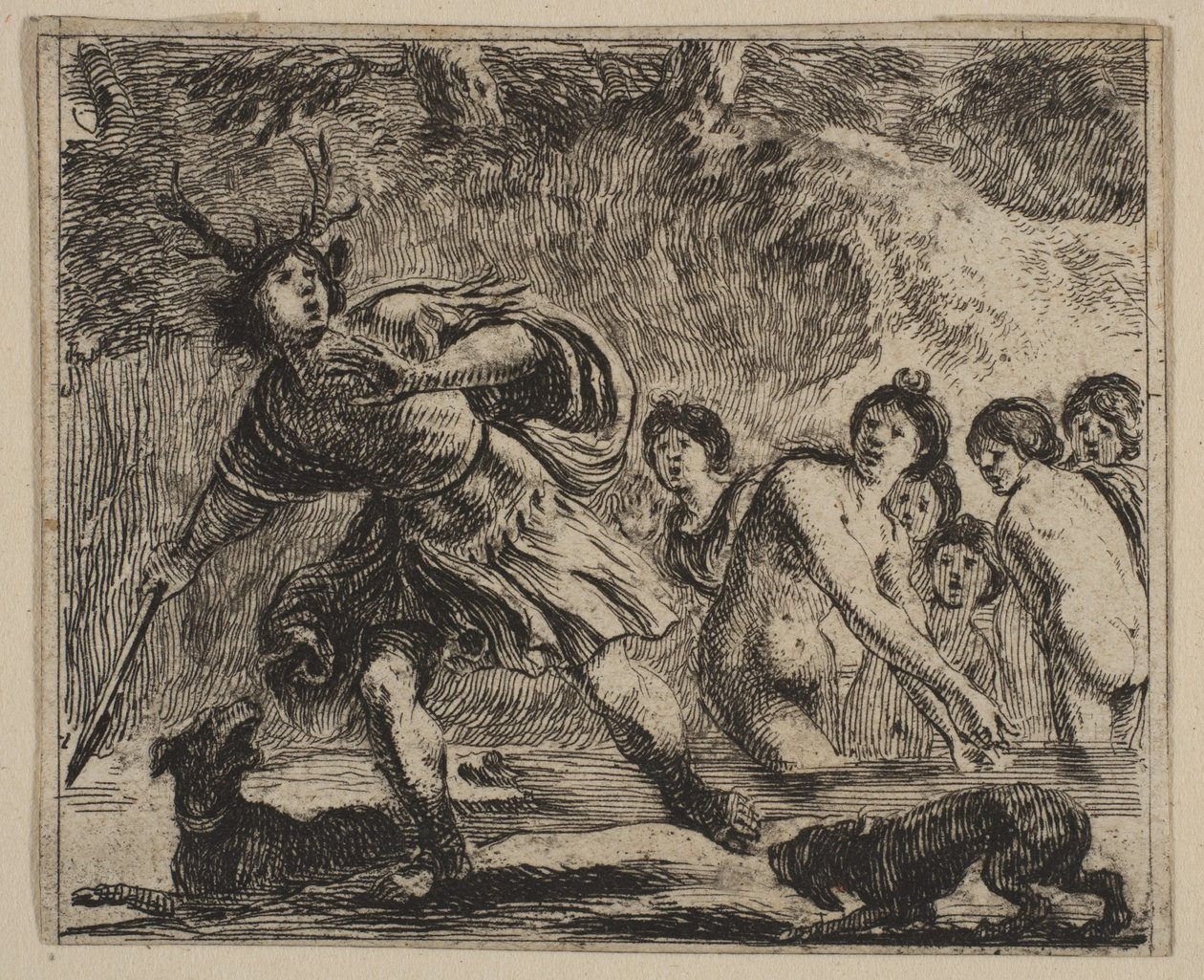 Atteone, dal Gioco della Mitologia Jeu de la Mythologie, 1644 da Stefano della Bella