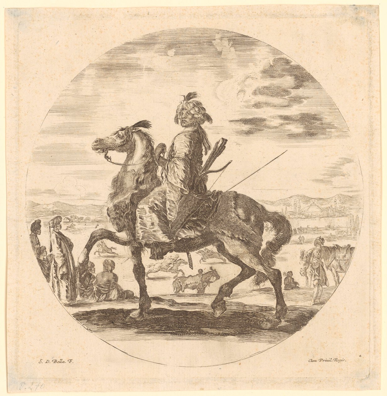 Cavaliere africano di profilo verso sinistra da Stefano della Bella