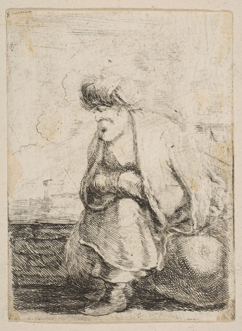 Un vecchio turco seduto su una pietra, ca. 1662 da Stefano della Bella