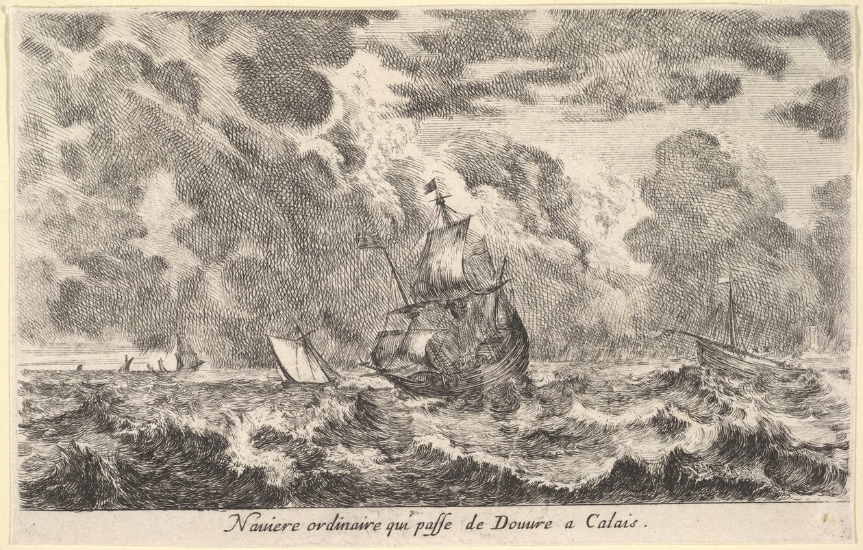 Una nave ordinaria che viaggia tra Dover e Calais, 1647 da Stefano della Bella