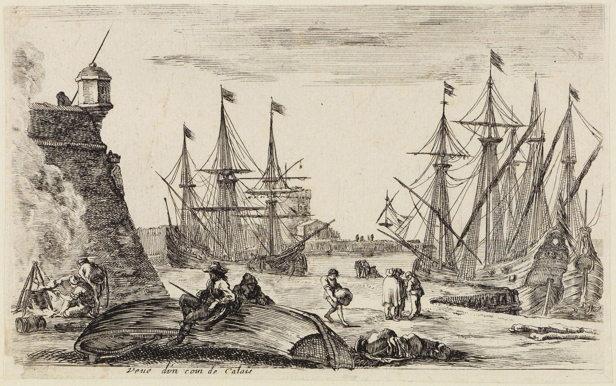 Vedute di porti marittimi (Vues de ports de mer): veduta di un angolo del porto di Calais da Stefano della Bella
