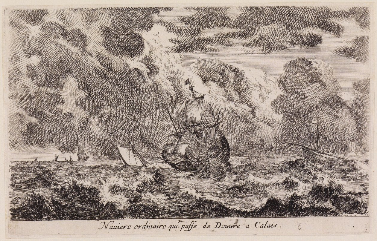 Vedute di porti marittimi (Vues de ports de mer): veliero in navigazione da Dover a Calais da Stefano della Bella