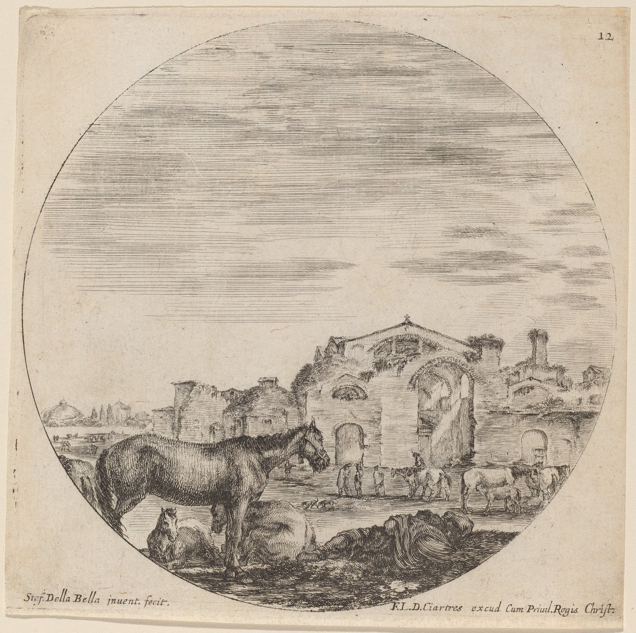 Terme di Diocleziano e pastore dormiente da Stefano della Bella