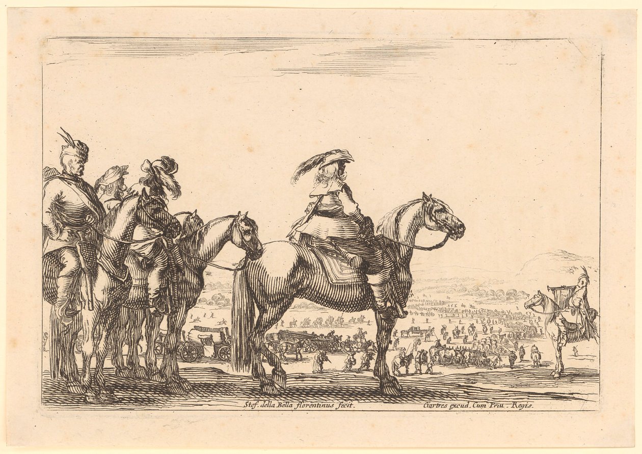 Comandante a cavallo, con la cavalleria alle sue spalle, foglio 3 della serie "Figure varie" da Stefano della Bella