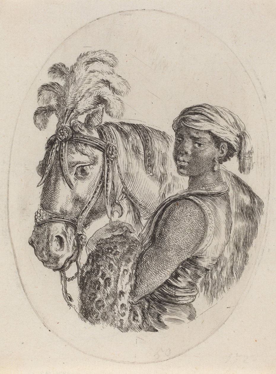 Groom nero con un cavallo arabo, 1649-1650 da Stefano della Bella