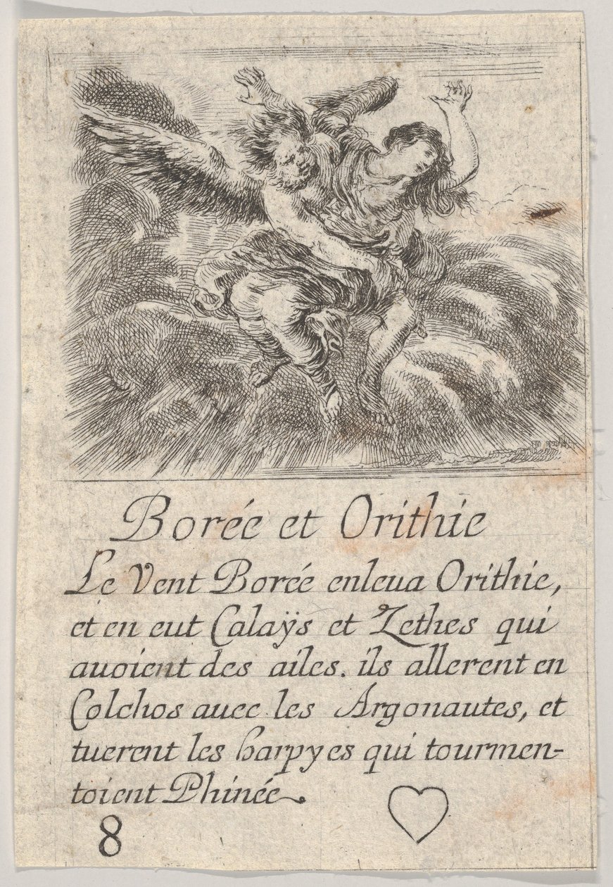 Borea e Orizia, da Gioco della Mitologia (Jeu de la Mythologie) da Stefano della Bella