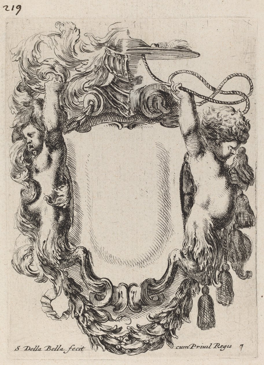 Cartiglio con satiri infanti, 1647 da Stefano della Bella