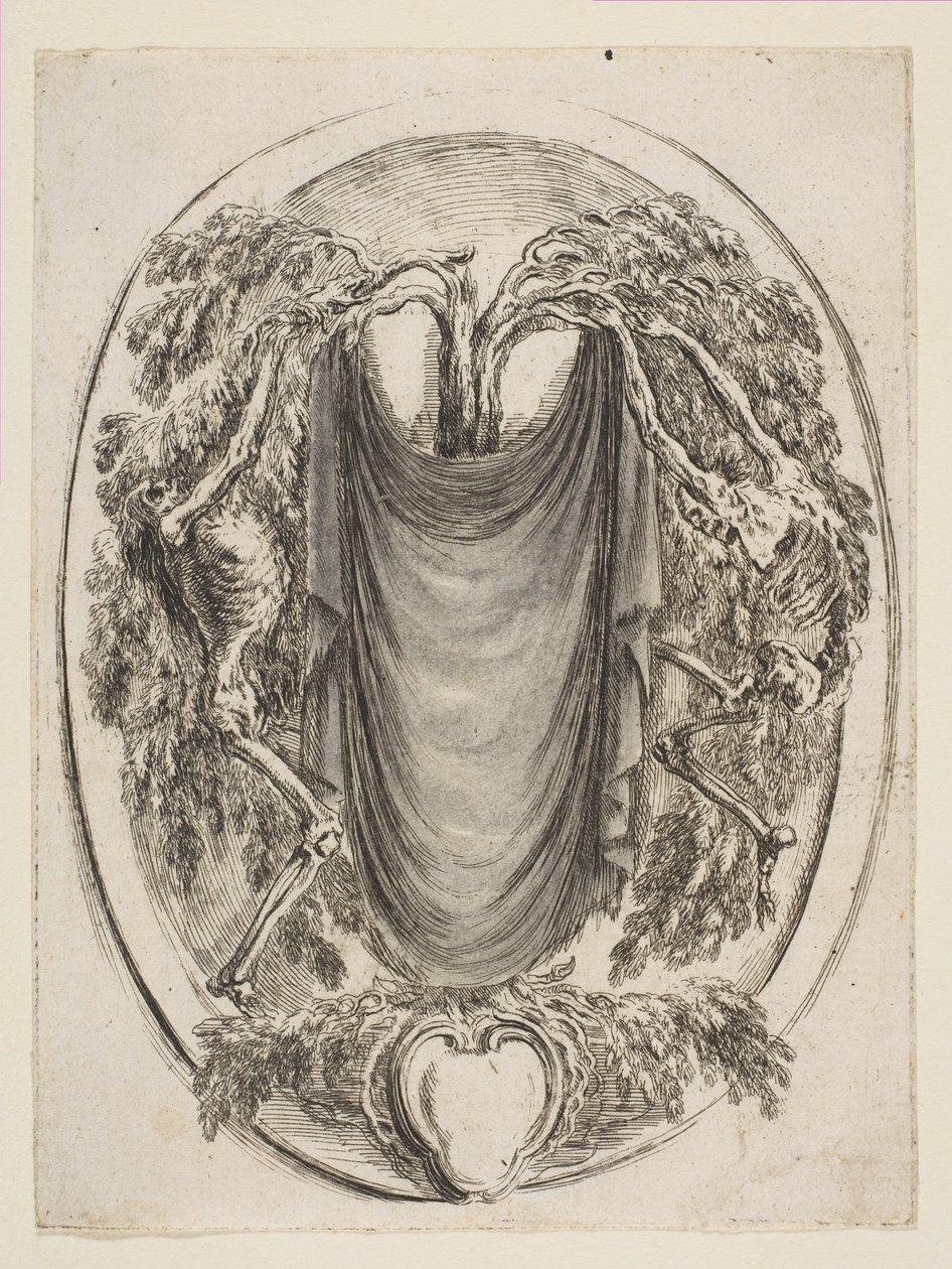 Cartiglio con scheletri, 1647 da Stefano della Bella