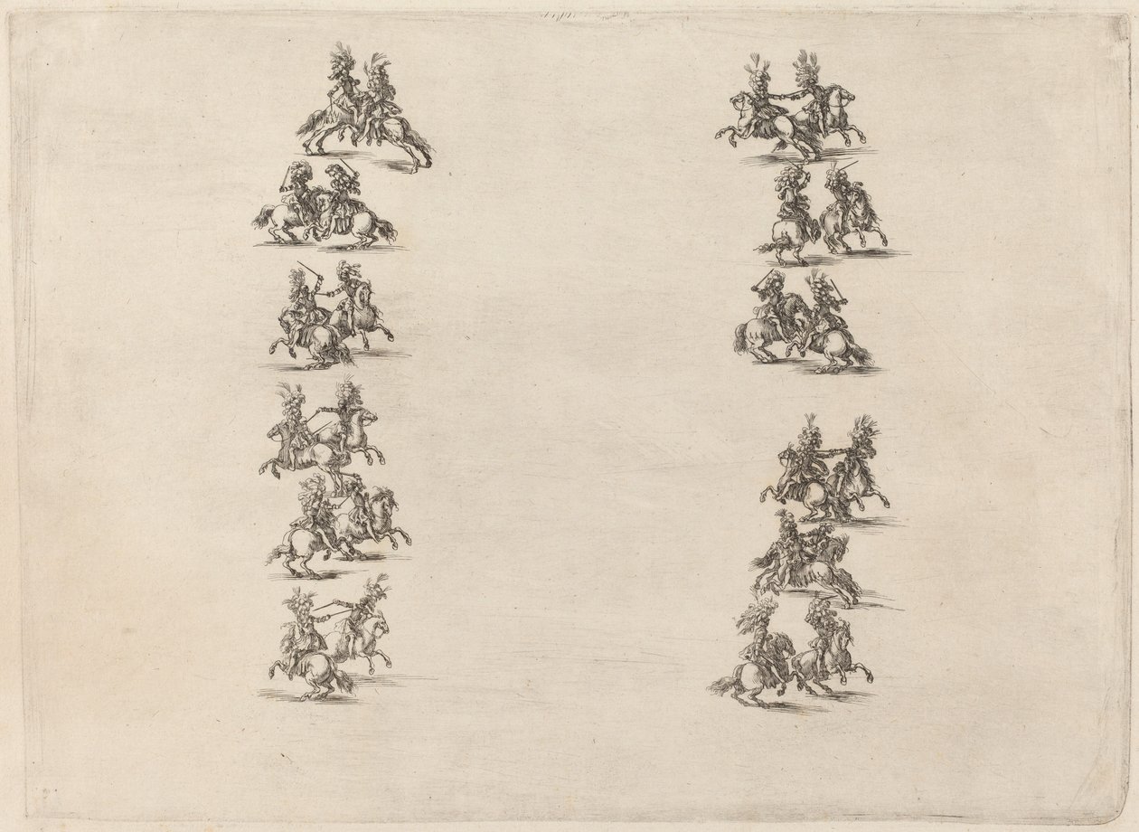 Cavalieri che combattono in due colonne, 1652 da Stefano della Bella