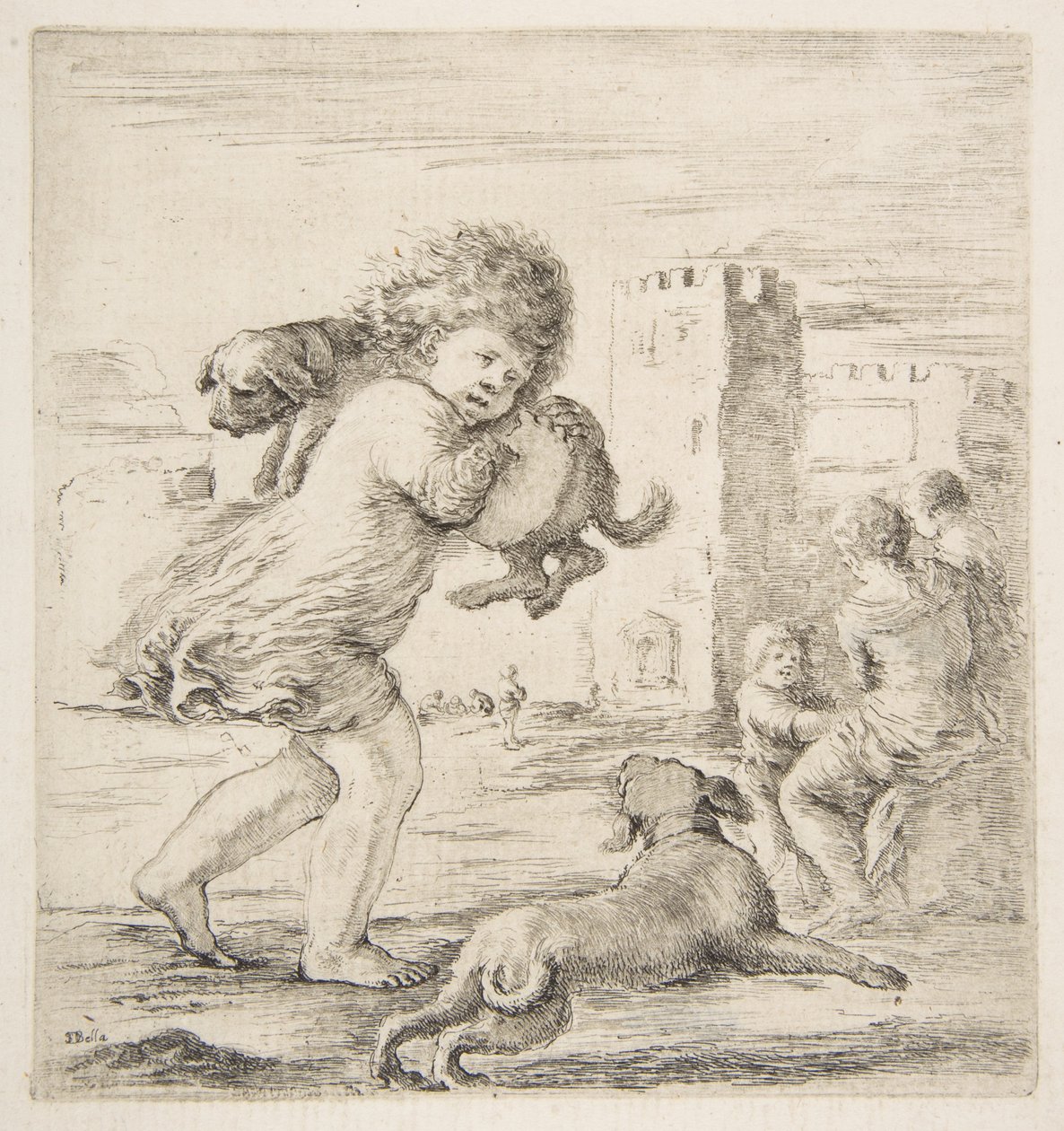 Bambino che porta un cucciolo sulla spalla, ca. 1662 da Stefano della Bella
