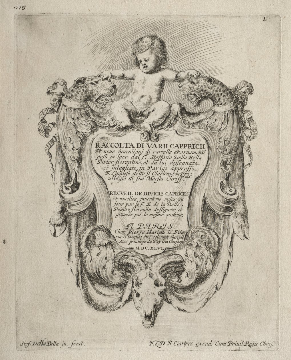Collezione di vari capricci e nuovi disegni di cartigli e ornamenti da Stefano della Bella