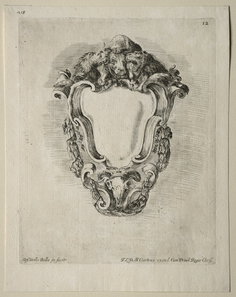 Collezione di vari capricci e nuovi disegni di cartigli e ornamenti: No 12 da Stefano della Bella