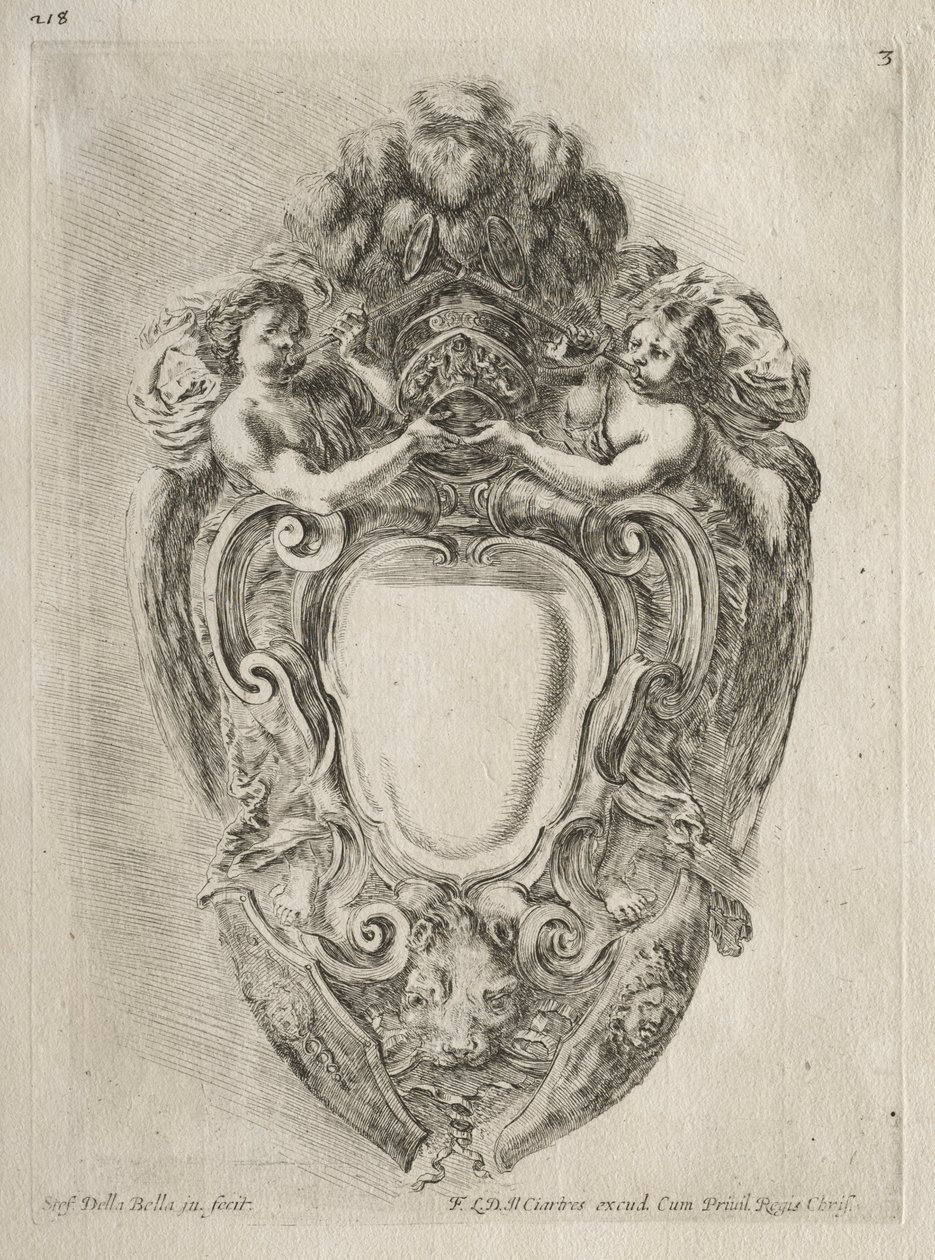Collezione di vari capricci e nuovi disegni di cartigli e ornamenti: n. 3 da Stefano della Bella