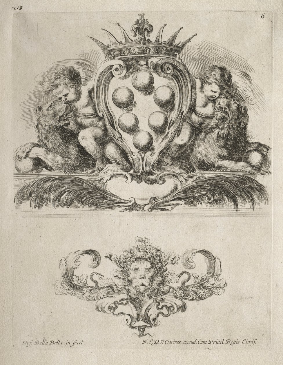 Collezione di vari capricci e nuovi disegni di cartigli e ornamenti: n. 6 da Stefano della Bella