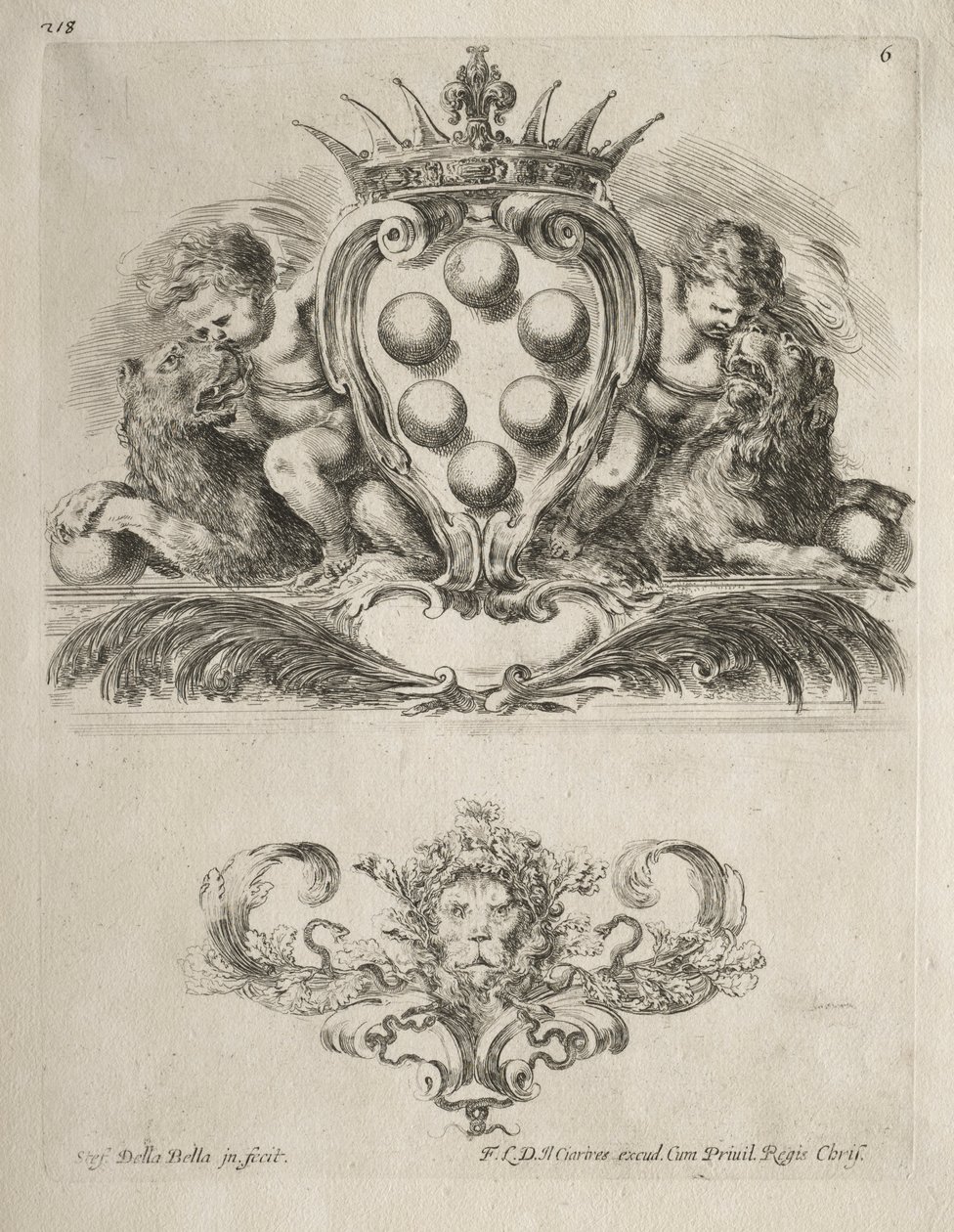 Collezione di vari capricci e nuovi disegni di cartigli e ornamenti: n. 6 da Stefano della Bella