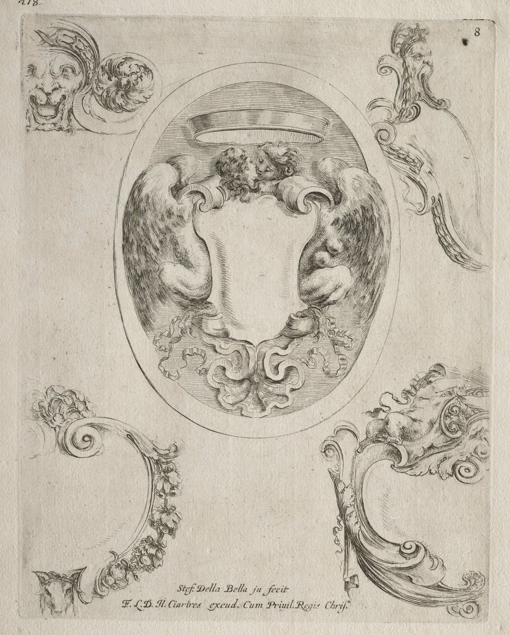 Collezione di vari capricci e nuovi disegni di cartigli e ornamenti: No 8 da Stefano della Bella