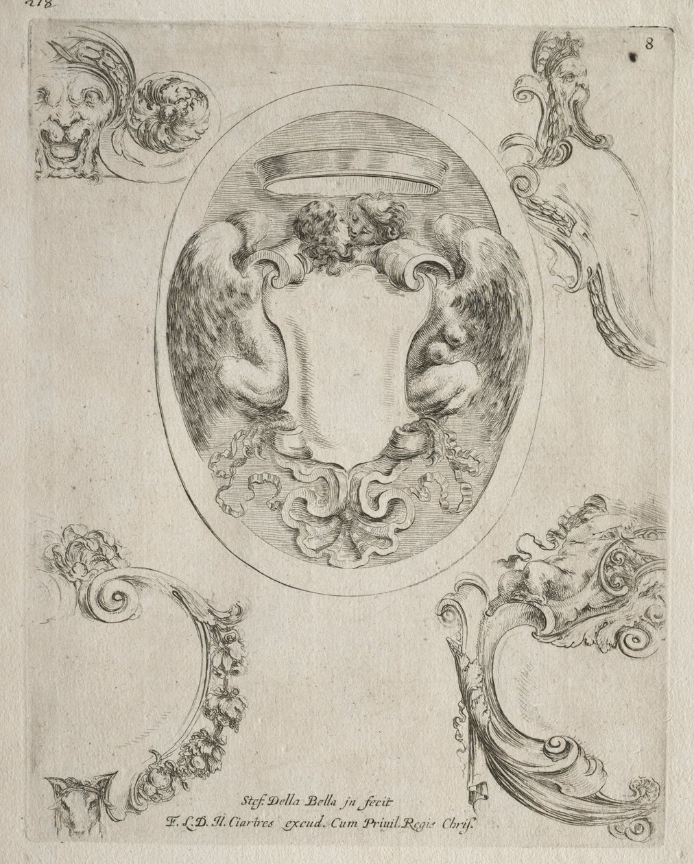 Collezione di vari capricci e nuovi disegni di cartigli e ornamenti: No 8 da Stefano della Bella