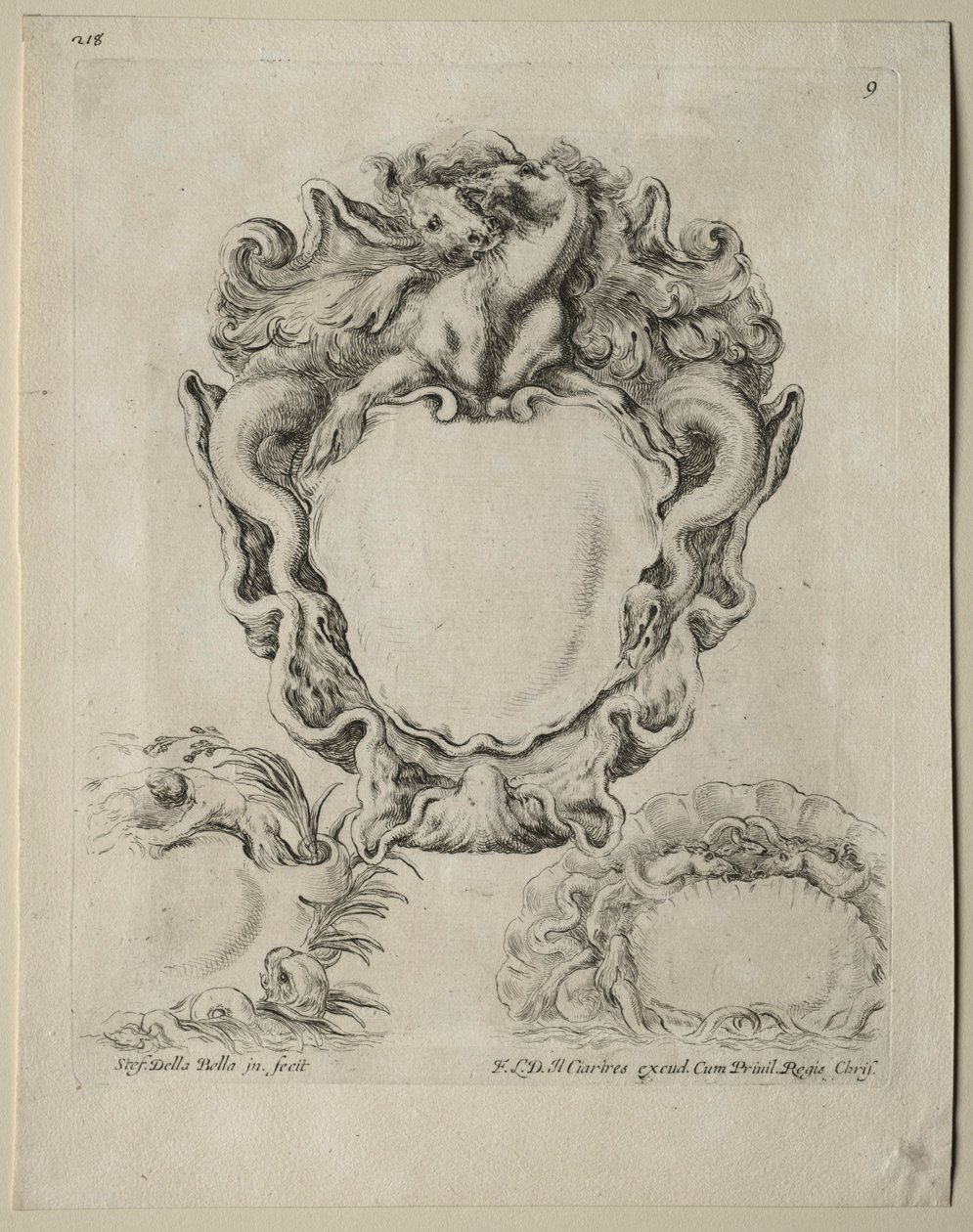 Collezione di vari capricci e nuovi disegni di cartigli e ornamenti: n. 9 da Stefano della Bella