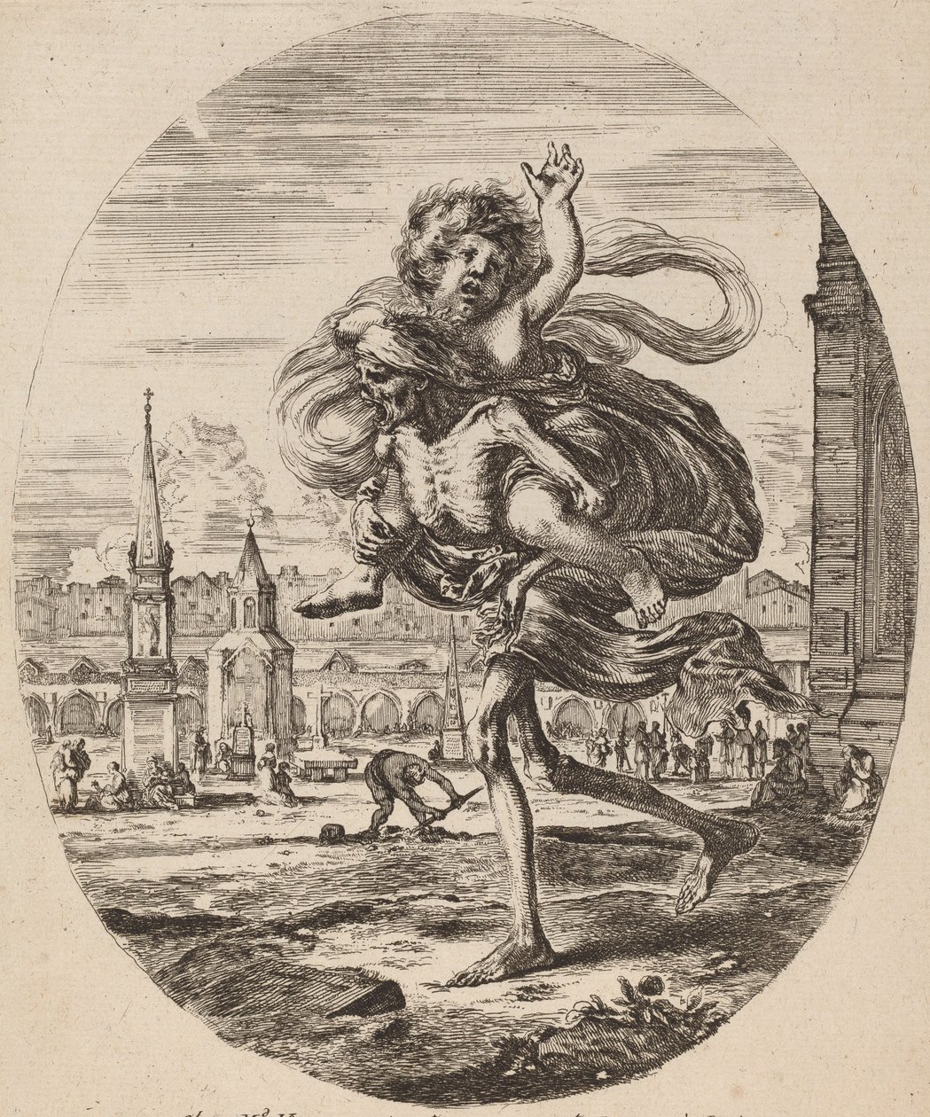 La Morte che porta un bambino a sinistra, probabilmente 1648 da Stefano della Bella