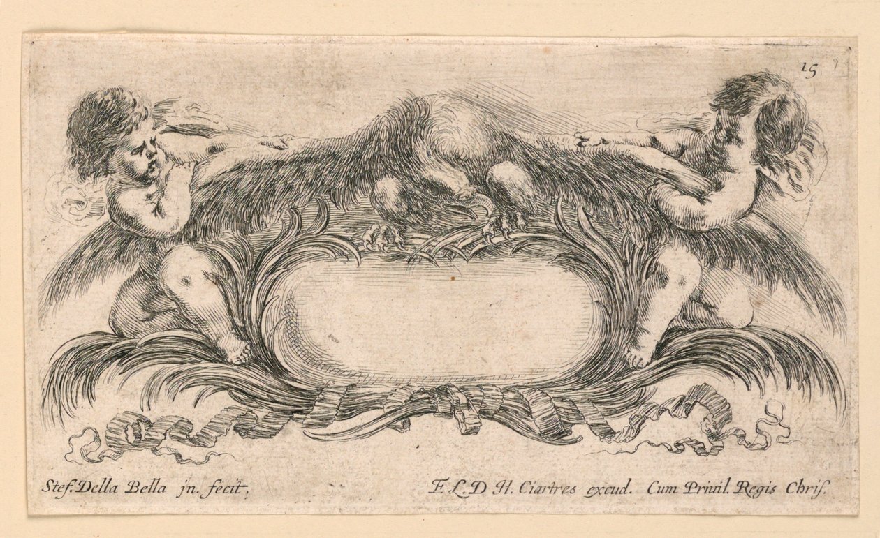 Stemma, n. 15 da "Raccolta di varii cappriccii et nove inventioni di cartelle et ornamenti" da Stefano della Bella